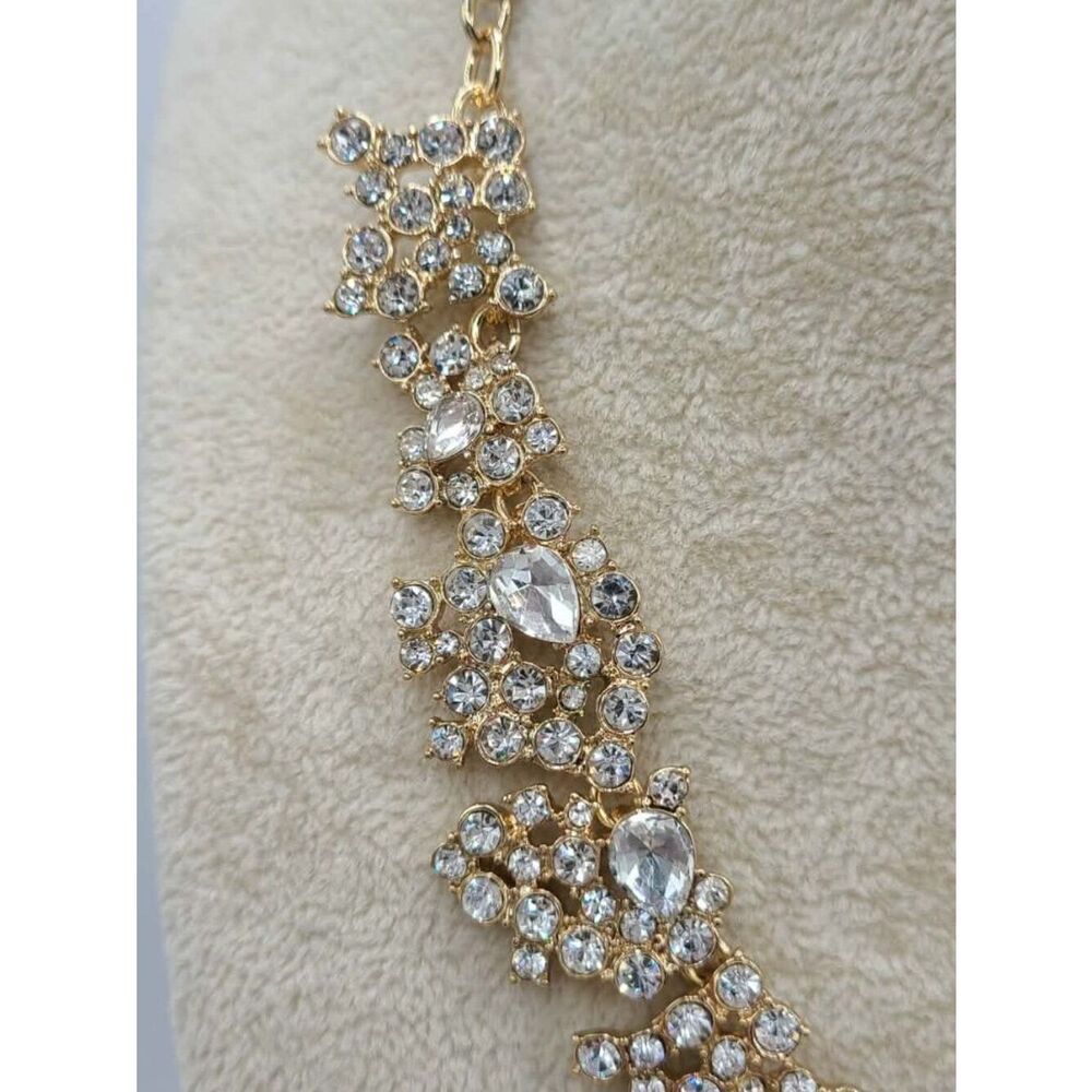 J Crew Gold Tone Clear Crystal Necklace NWOT! - Picture 11 of 12